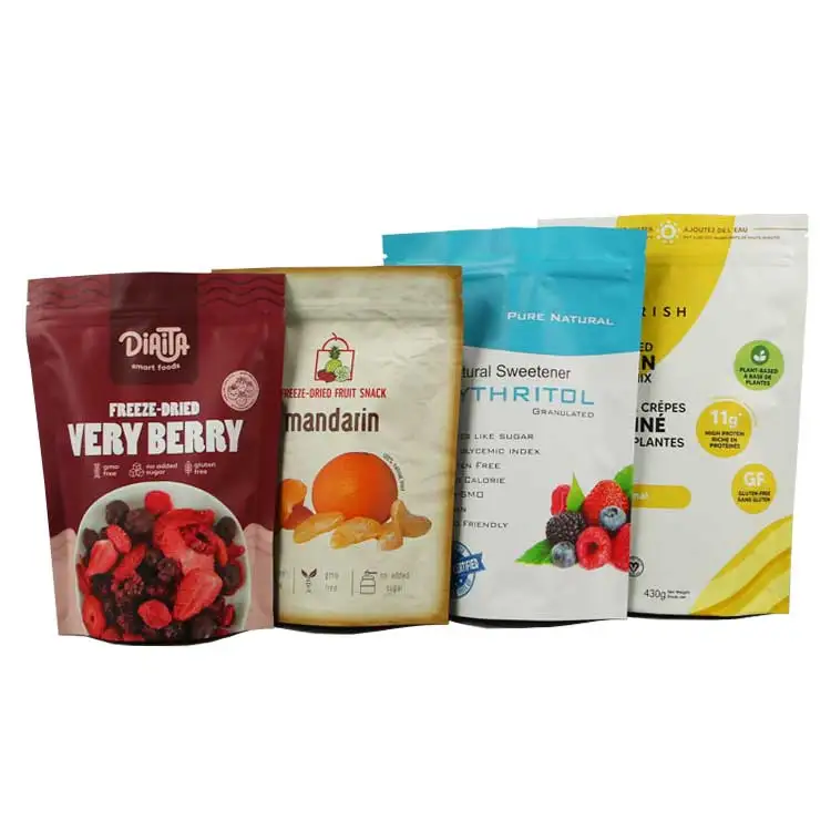 Custom Laminated Resealable Food Packaging Stand Up Pouches Dried Fruit Snacks Zip Bags Self-sealing Aluminium Foil Food Bags
