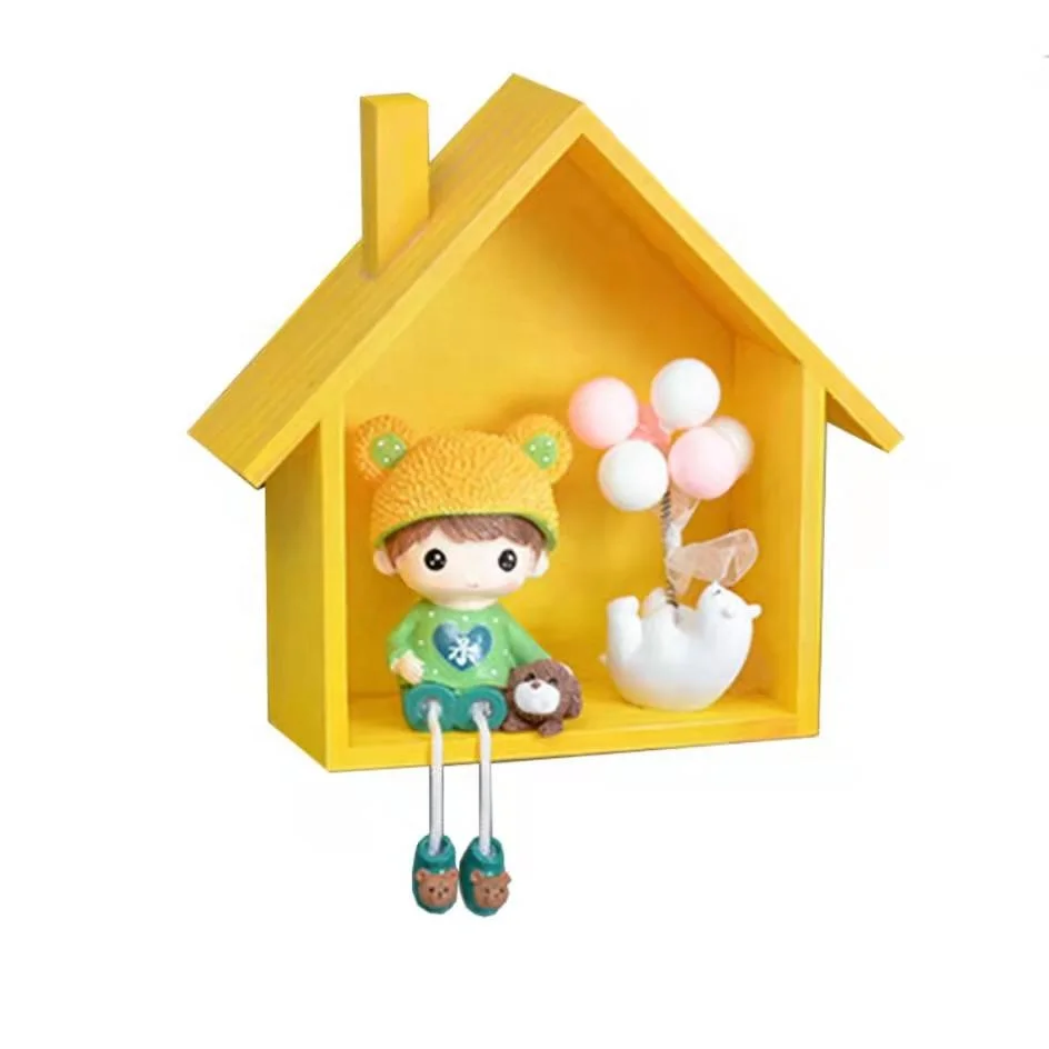 Colorful House Shape Hanging Wall Rack Shelf Wall  Decorations for Home, Shop,kindergarten
