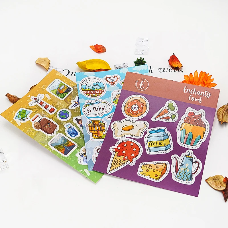 Custom Waterproof Vinyl Logo Colorful Kiss Cut Adhesive A4 A5 A6 Sticker Sheet Daily Planner Sticker Any Shape size