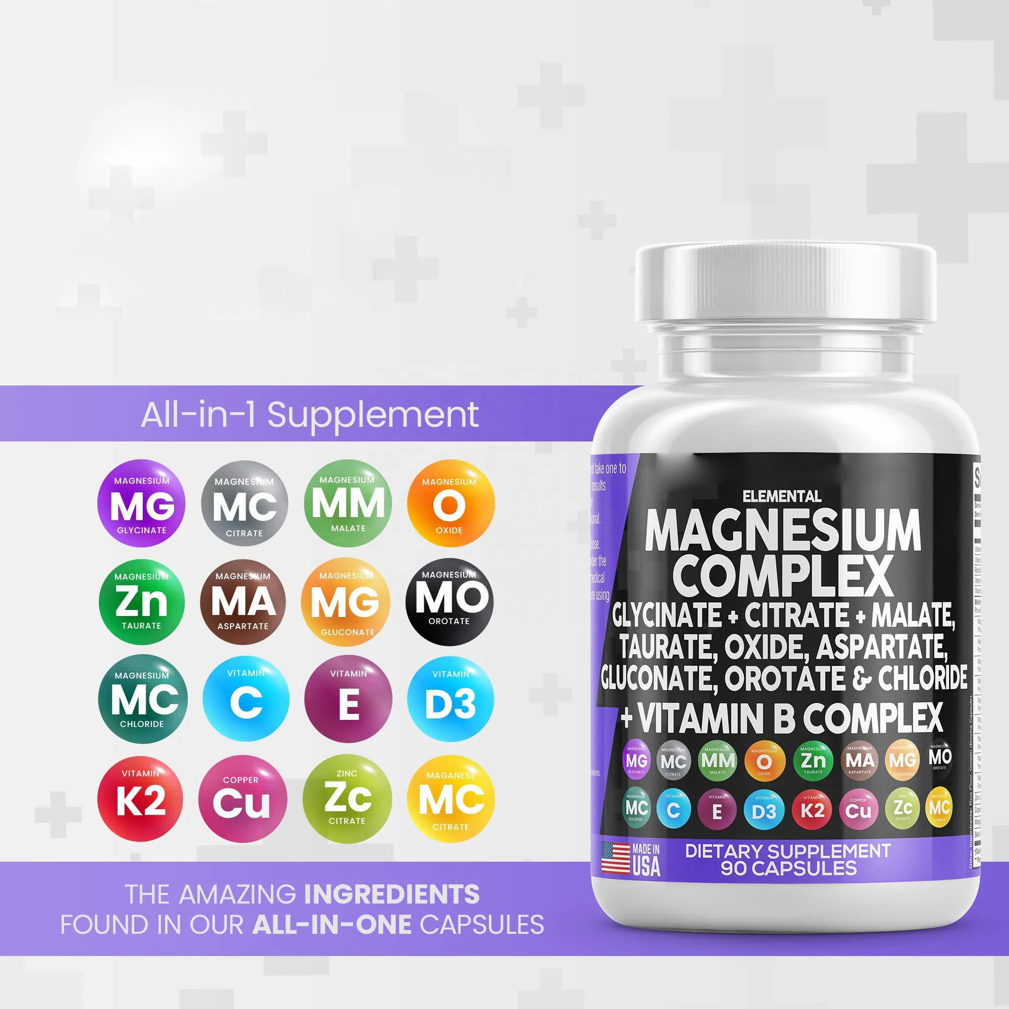 Factory High Absorption magnesium glycinate Magnesium Complex Capsules  For Calm Sleep Mood & Muscle Relaxation