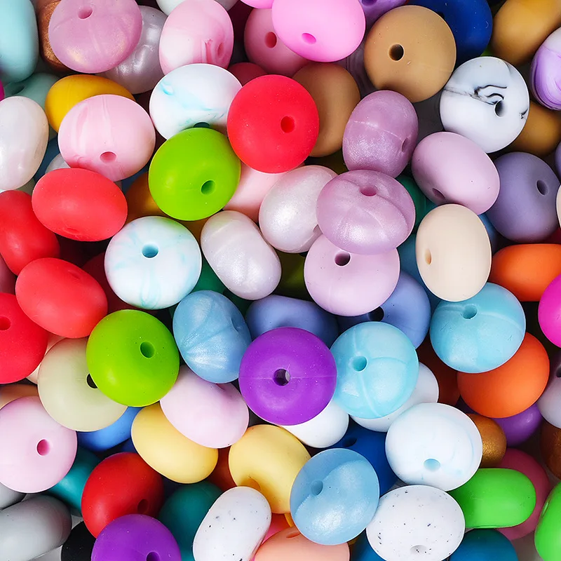 Wholesale 14mm Abacus Silicone Lentil Beads Soft PVC Pacifier Keychains Custom Silicone PVC Beads