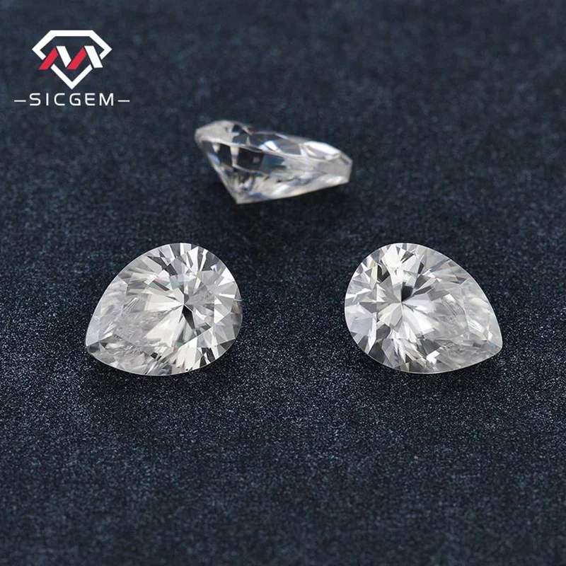 SICGEM Loose Gemstone 10x7mm 2-3 CT 4 CT Synthetic Pear Cut Waterdrop Shaped Moissanite Diamond
