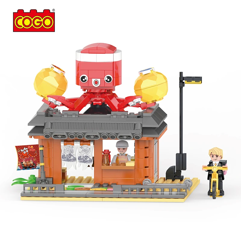 COGO Bricks Toys Plastic Foods Shop Educational Street View Building Blocks Toys for Children