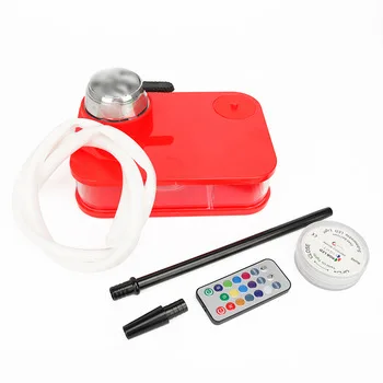 Wholesale Custom Colored smoke Nargile plastic Hookah box chicha Sheesha portable led shisha set square Hookah for sale
