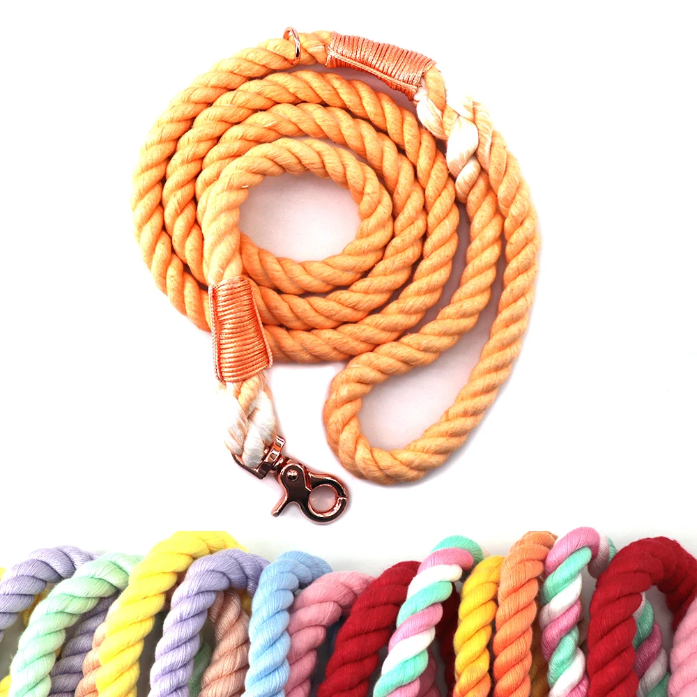 Organic Cotton Skin Friendly Natural Colored Tactical Cotton Hemp  Braided Rope Dog Leash