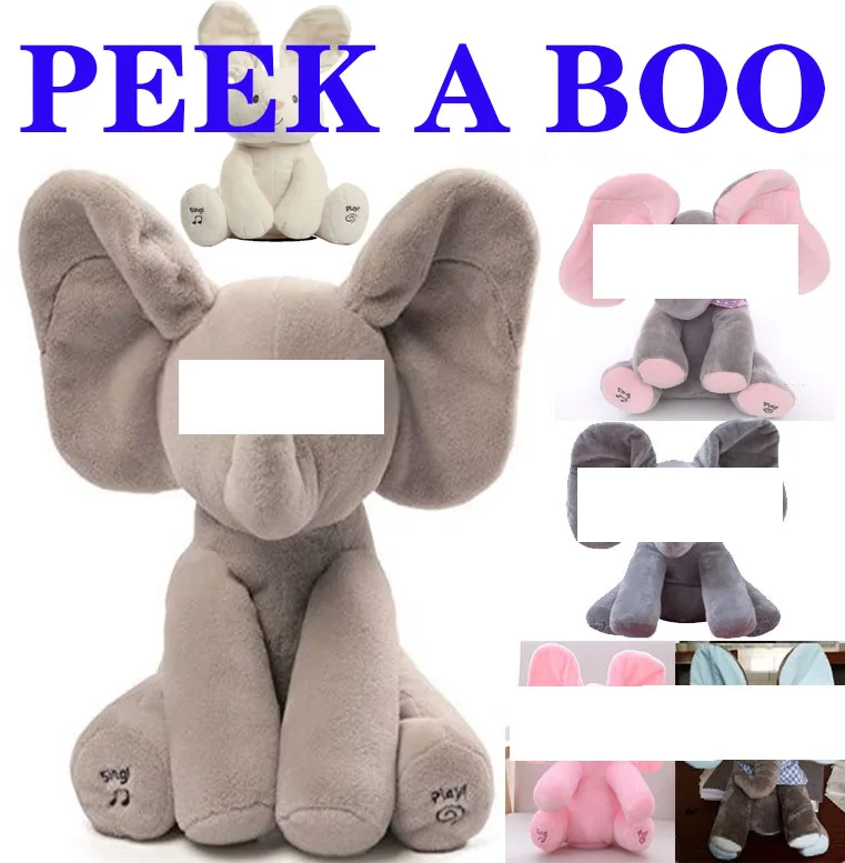  30 см Peek a Boo слон мягкие плюшевые куклы игрушечная Беговая железная дорога для говорящая Поющая музыкальная игрушка играть в прятки детей