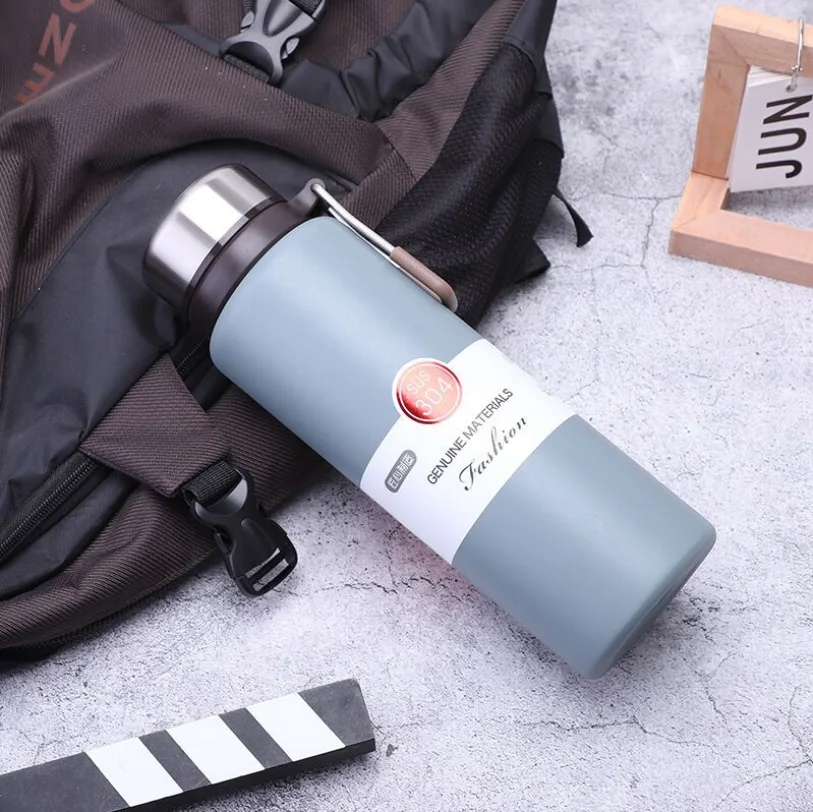 Large capacity vacuum mug portable fashion thermos bottle handle outdoor car sports kettle business style annual meeting gifts