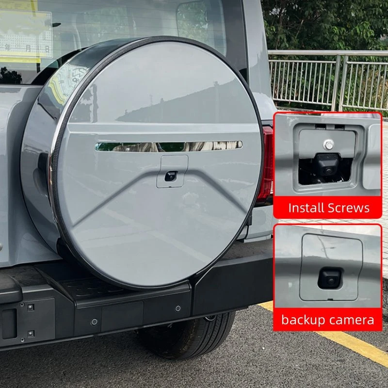 NEWWIND Easy Install White Stainless Steel Spare Tire Cover Car Rear Wheel Cover For Tank 300 Accessories