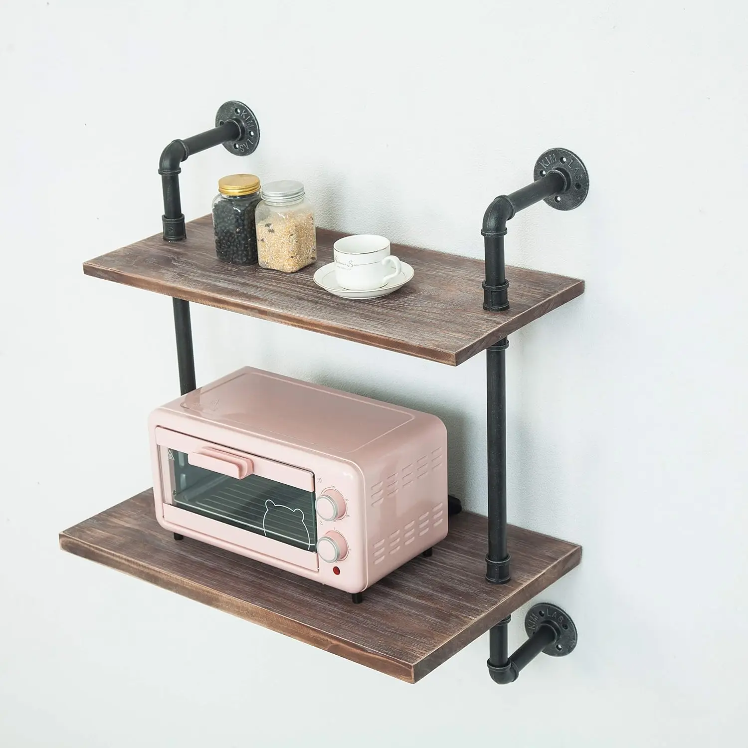 Black Retro Wall Mount Iron Pipe shelf Rack Shelf Stand Storage For Kitchen