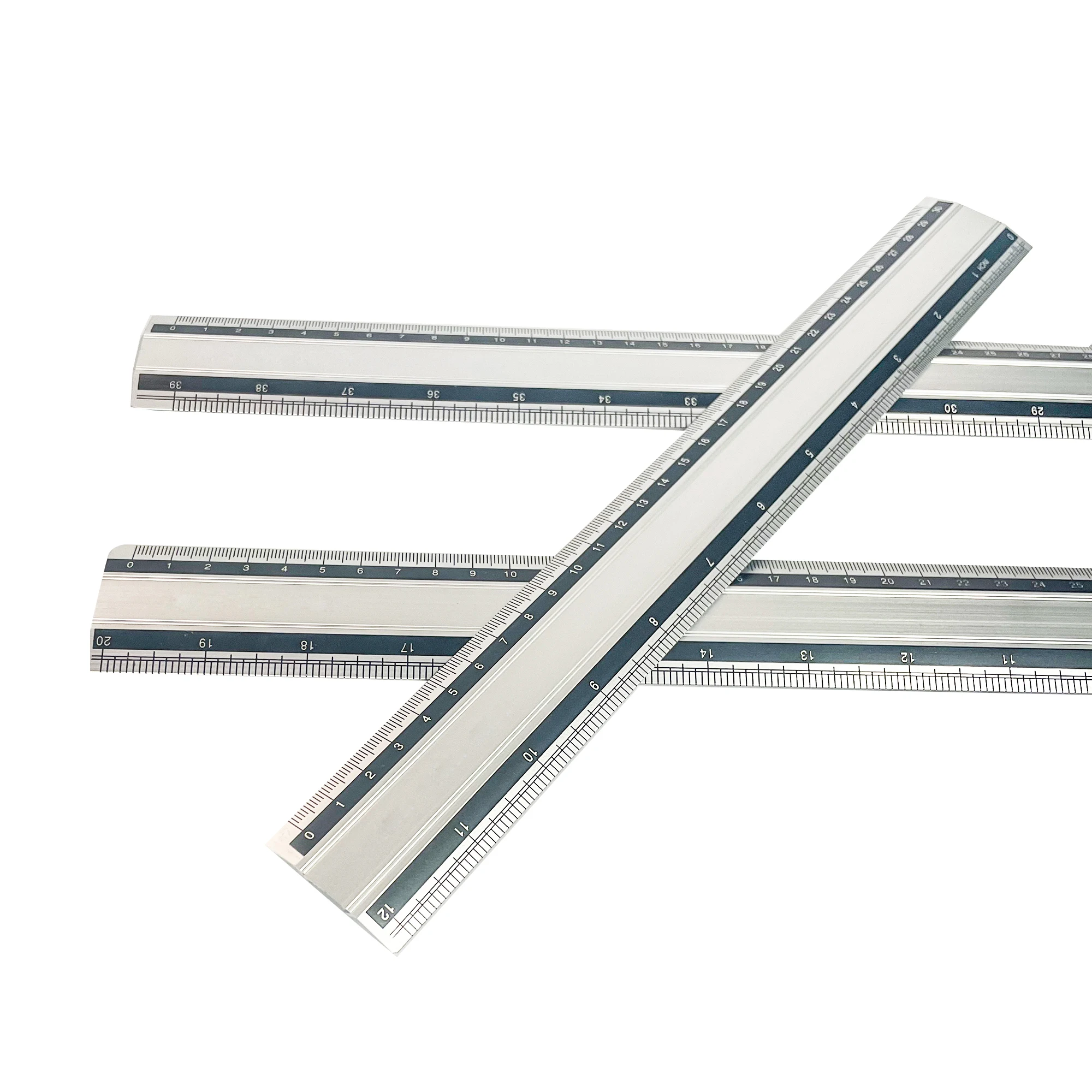 Factory Customized Professional 12 Inch Non-slip Aluminum Ruler Stainless Steel Metal Rulers with Metric Measuring rulers