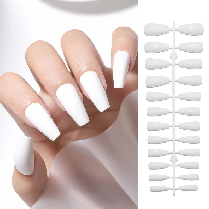 high quality cheap Designer short coffin Ballet Pure Color Manicure Patch False Nail Patch Detachable Press On Nails Tip 2021