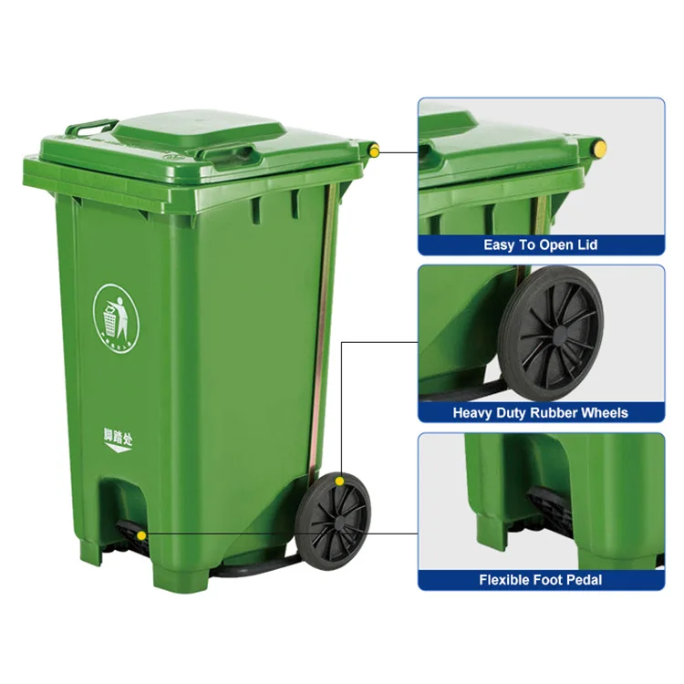Outdoor Mobile Garbage Container Recycle Bin Trash Can 120/240/360/660/1100 Liter Euro Plastic Waste Bin On Wheels