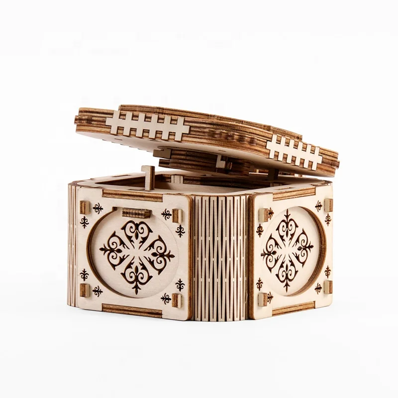 New style custom made UV printing 3d wooden puzzles box Password Feature for Age 5 to 7 Years