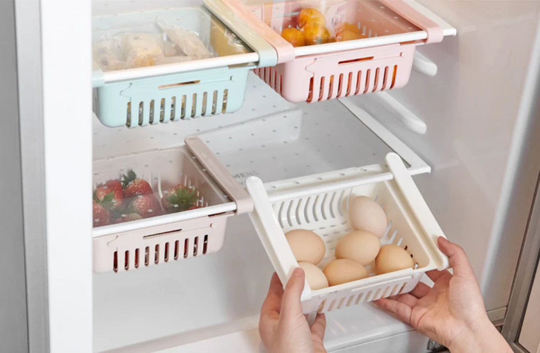 Fridge Organizer Shelf Egg Fruit Storage Box Kitchen Hanging  Refrigerator Baskets