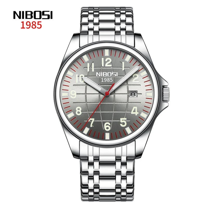 Luxury Brand Nibosi 2572 Mens Waterproof Sports Golden Quartz Wrist Watch