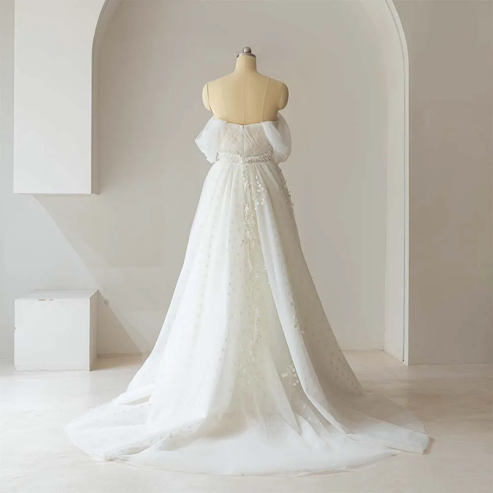 Off Shoulder Graceful Lace Strapless Bridal Gowns Wedding Dress Jancember RL230-2