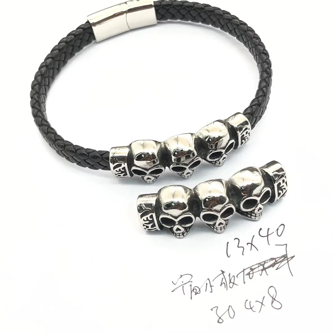 BMZ 2024 Top quality stainless steel bracelet spacers charm 12*6 mm 8*4 mm hole flat flowers findings for bracelet