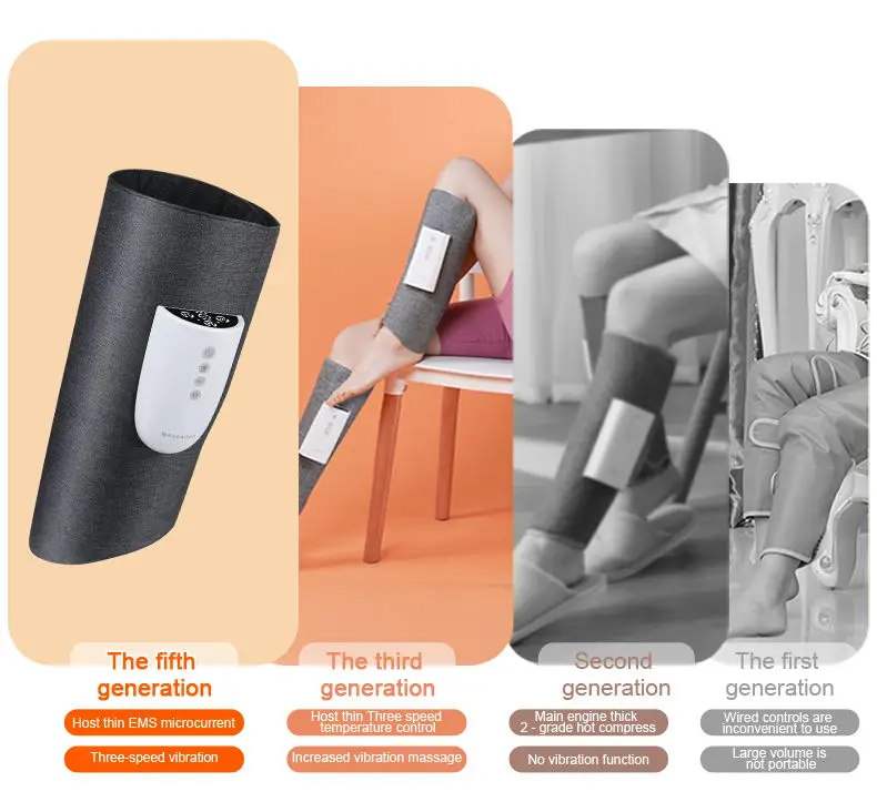 Smart Portable Wireless Foot Leg Massage Machine Relaxing Muscles EMS Heated Air Compression Calf Leg Massager