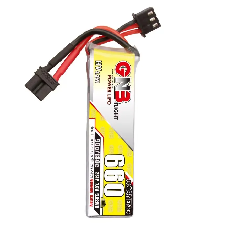 GAONENG GNB 2S 7.6V HV 660MAH 90C LiPo Battery XT30 connector FPV DRONE Long Type