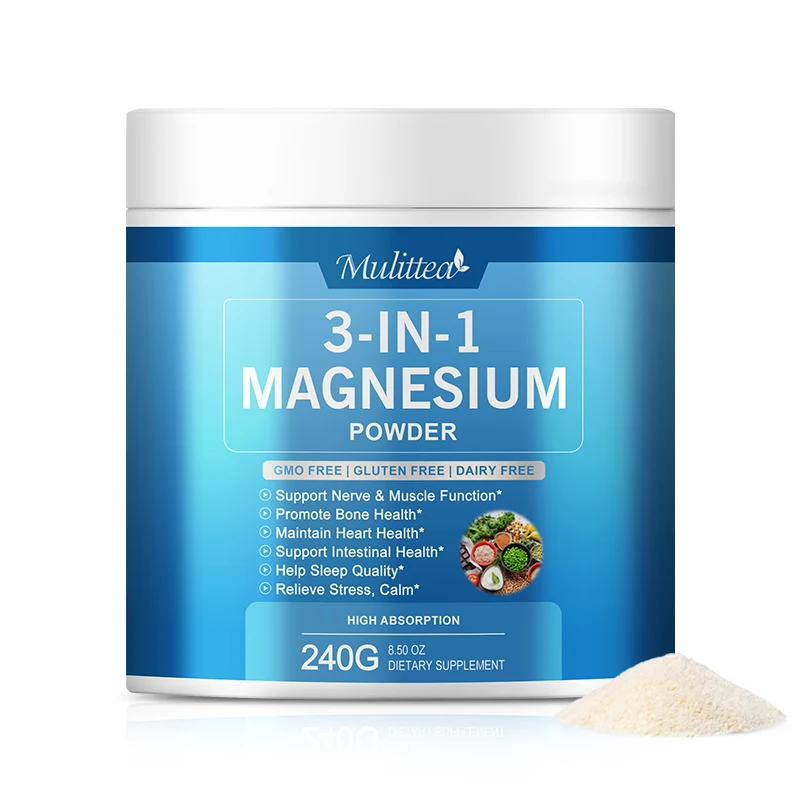 Mulittea Magnesium Powder Supplement Food Grade Glycinate and Citrate Magnesium L-Theanine Passion Flower Extract Blend Powder