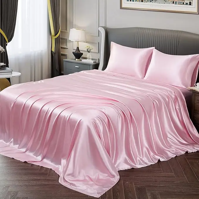 Soft Satin Bed Sheets Set Luxury Silky Sheets for Hair and Skin, Gifts for Women