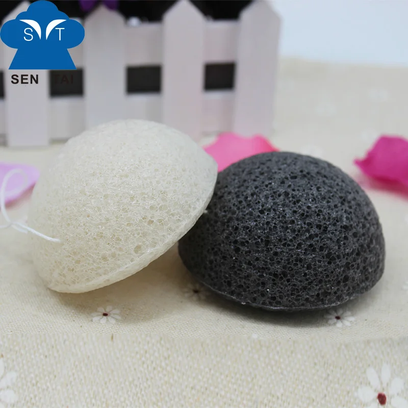 Organic natural charcoal facial bath bamboo konjac sponge for baby