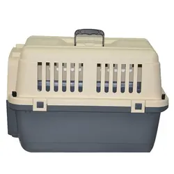 Pet Plastic Transport Cat Crate Pet Cage with Urine Pad Double Bowl Cat Air Box
