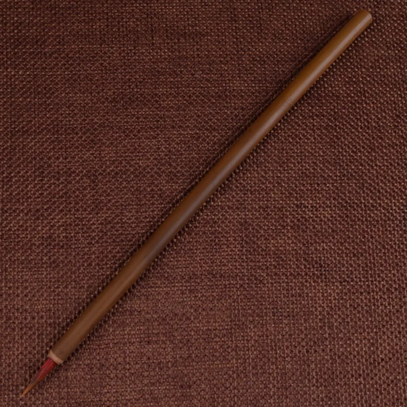 Chinese Slim Bamboo Calligraphy Brush Pen Wolf hair Scriptures Red Tip