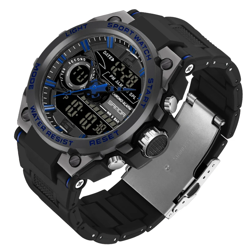 OEM Sanda часы 9010 Новые 30 м водонепроницаемые с двойным временем аналогово-цифровой механизм уличные многофункциональные мужские наручные