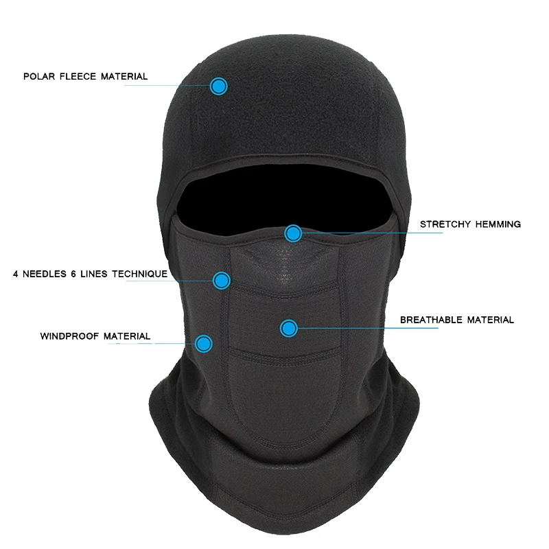 Winter Outdoor Full Face Mask Keep Warm Headscarf Windproof Beanie Hat Balaclava Cap Fleece Cycling Black Ski Maskes