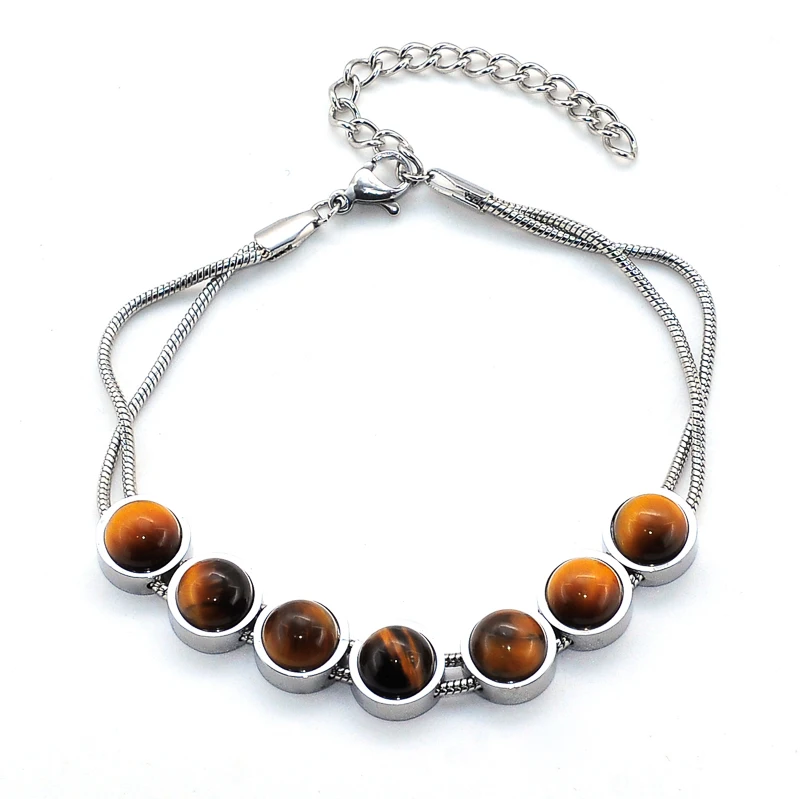 Classic Black Beads 2pc/Set Natural Glass Stone Bracelet Men Pave CZ 8mm Disco Ball Charms Bracelets Women Gold Jewelry