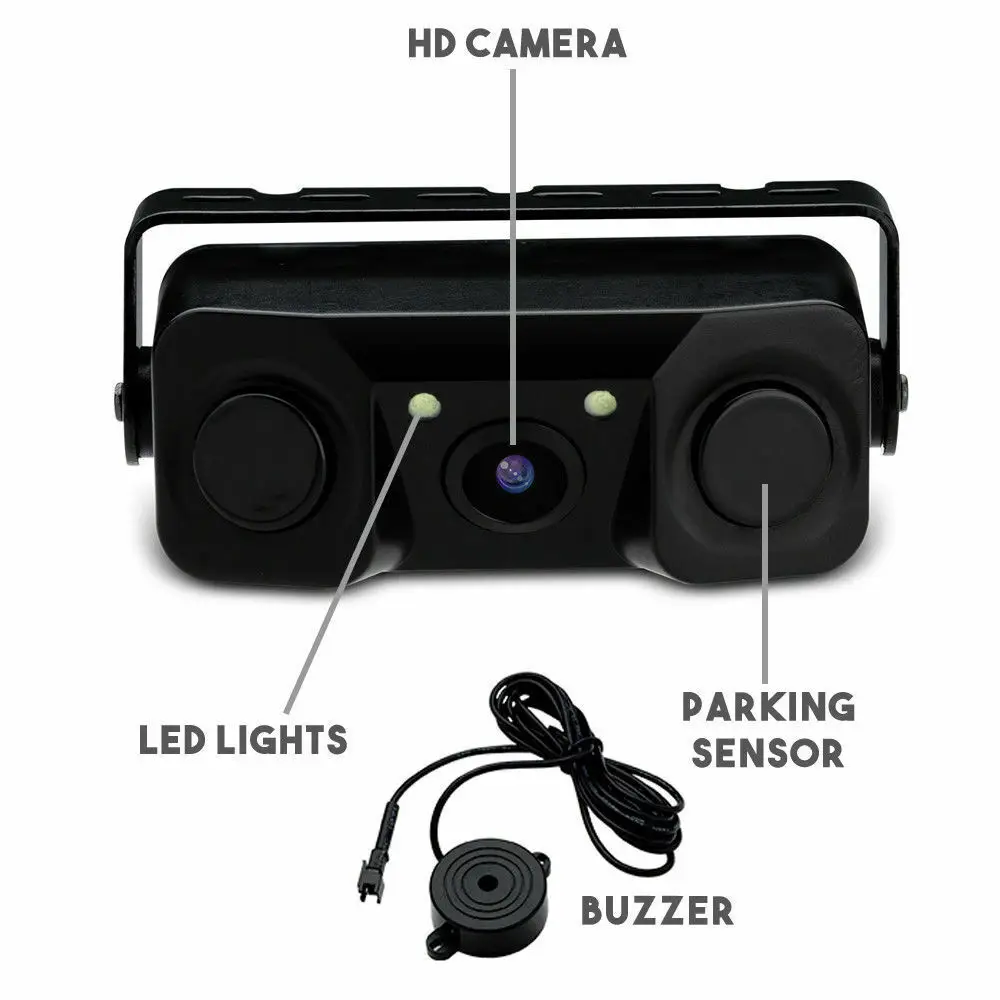 
iPoster hot-selling Reverse Camera & Parking Sensors Kit With 2 in 1 LCD TFT - LCD 7 Inch Mirror Monitor Screen 