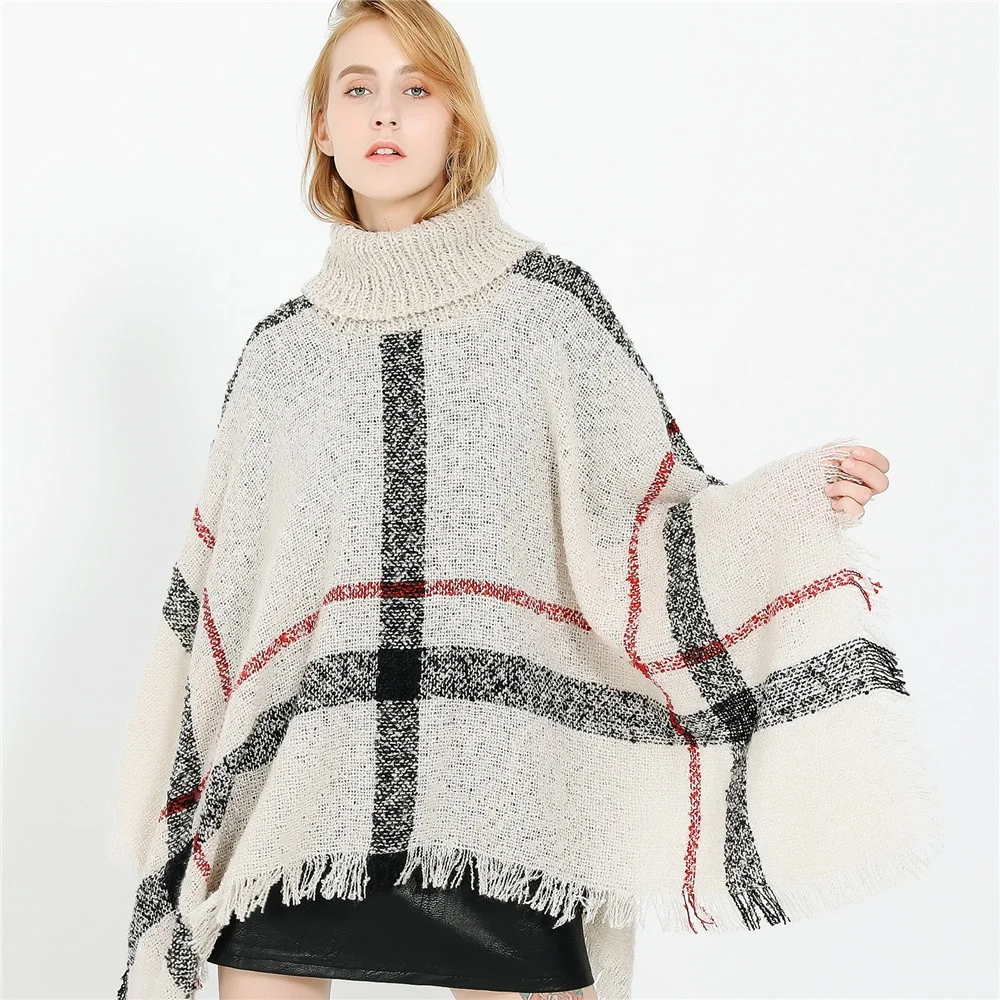 Landfond Ladies Hooded Cape with Fringed Hem Crochet Poncho Polyester Classic Winter Shawls Woven Patterns Women Adult 10 Pcs