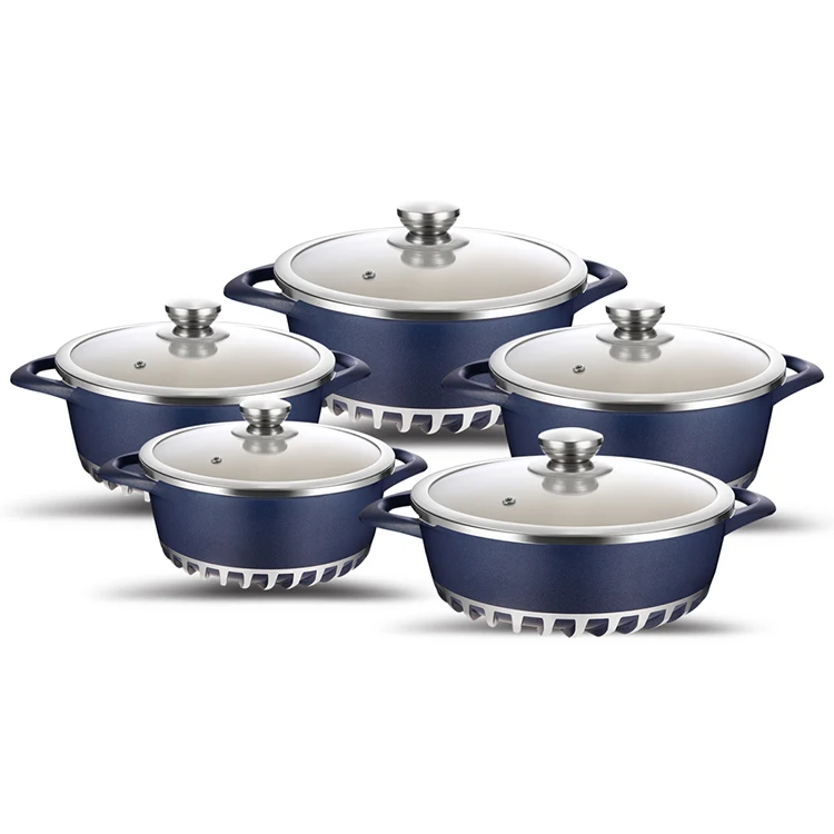 Italy 10 Pcs Die Casting Dessini Non-stick Kitchenware Colorful Cookware Set