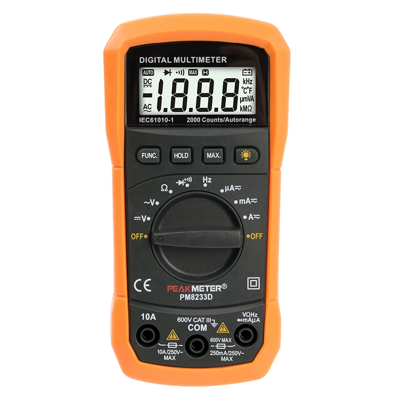 PM8233D Pocket Size Smart Digital Multimeter AC DC Voltage Current Resistance Temperature Meter