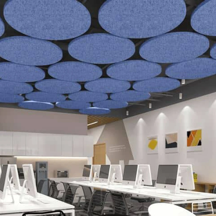 Modern geometric shape colorful hanging baffles ceiling sound proof absorption acoustic wall panels sheet supplier