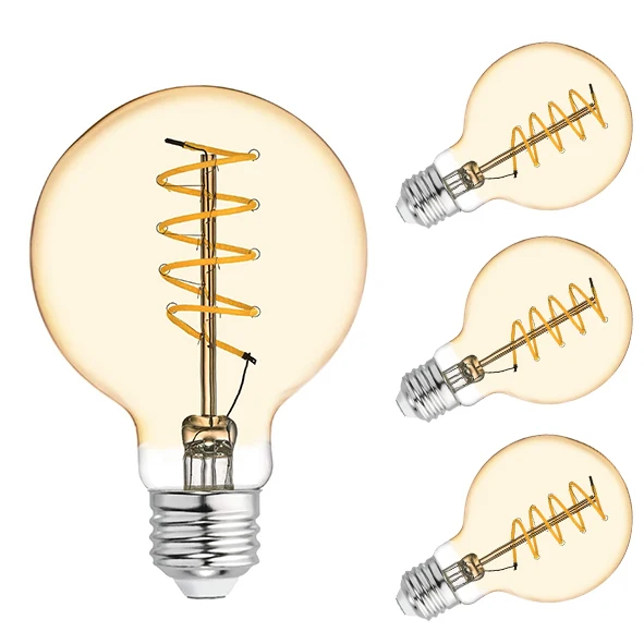 Wholesale Globe ERP Smoky Grey Amber glass e26 e27 retro Antique vintage dimmable decorative retro led edison filament bulb