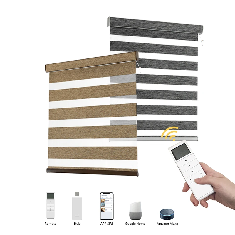 Zebra Blinds Curtain Motorized Electric Window Blackout Day and Night Automatic Zebra blinds