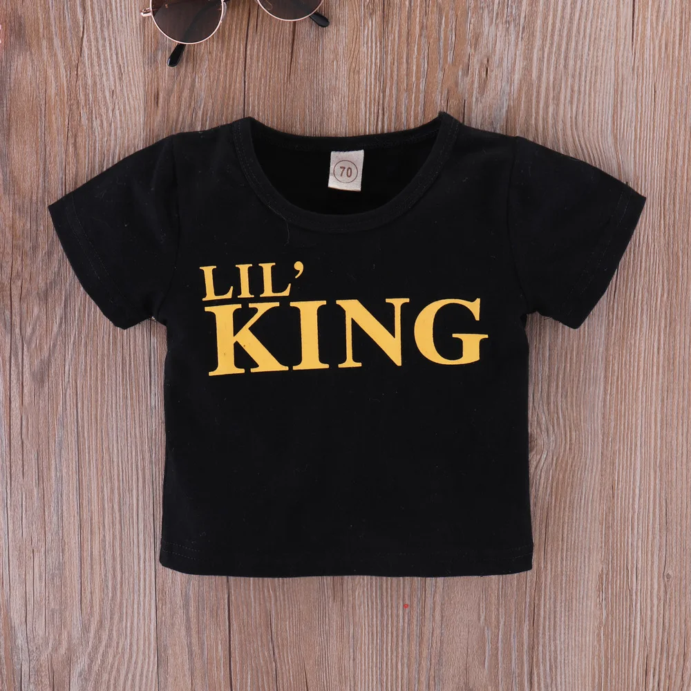 Hao Baby Ins Children Clothing Hot Sale Boys KING Letters Camouflage Short Sleeve Sets