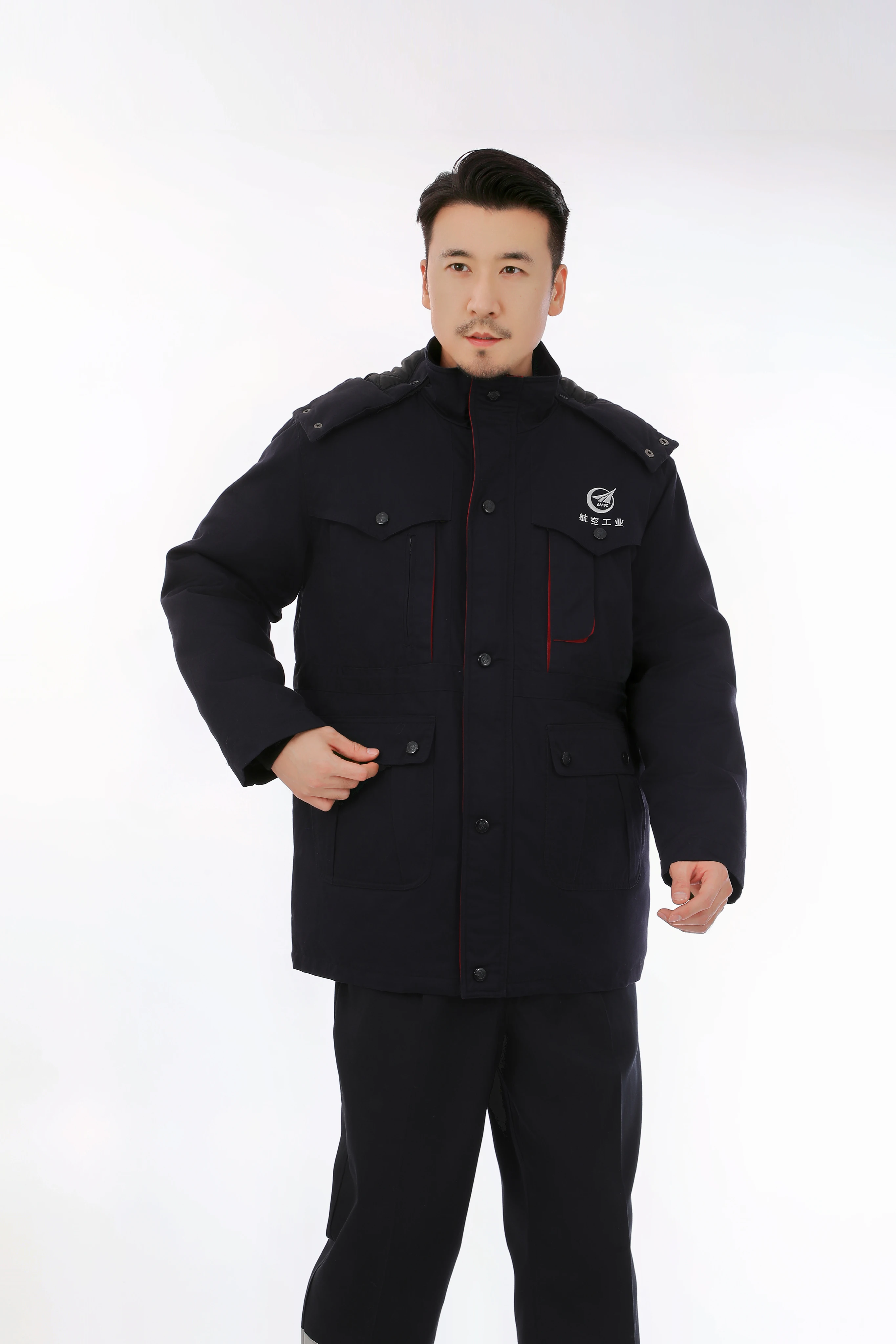 Customized Winter Warm Uniform Suit with Detachable Hood for AERO Industry