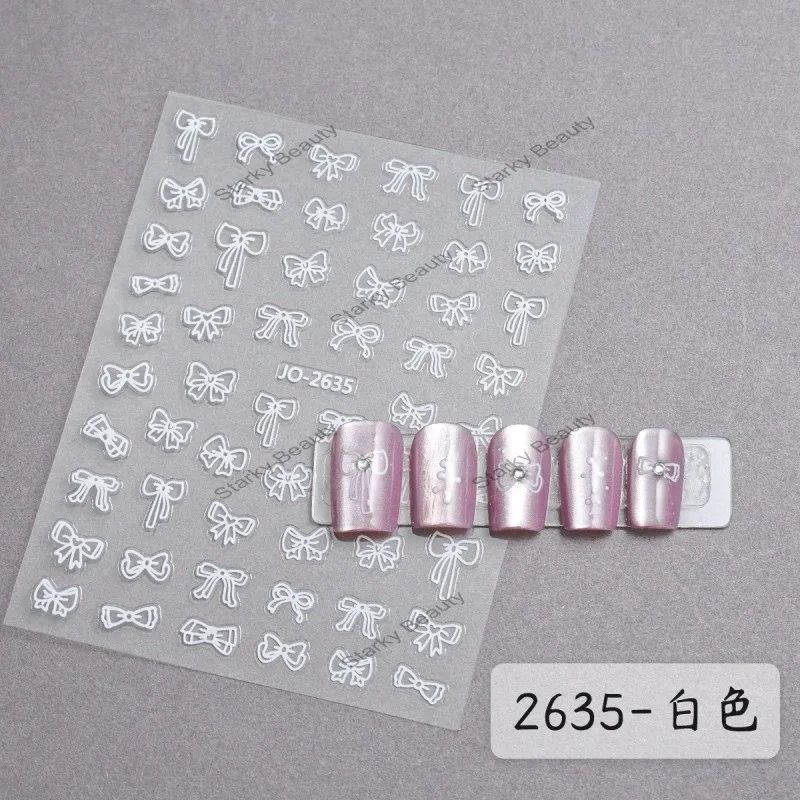 stickers nail China factory hot selling hand-painted nail decals flakes nail art stickers 3d glitter bow decoration