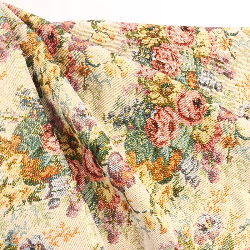 2023 Polyester cotton floral patterns furniture footwear jacquard fabric for clothing