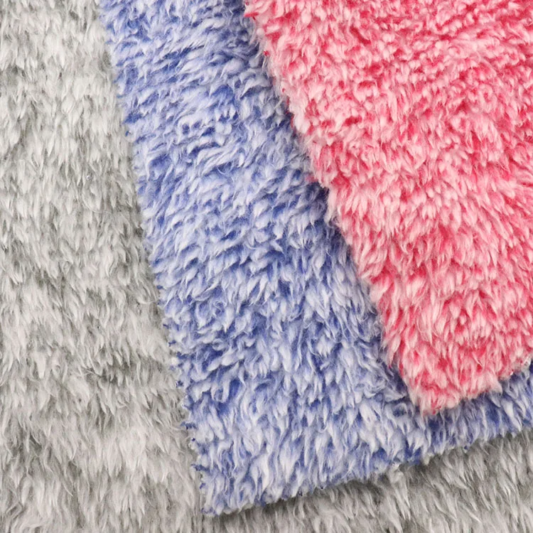 Cationic Melange CD Yarn Fabric Cozy Fleece Polyester Sherpa Plush 250gsm Two Sides 100D 100% Polyester Micro Velboa Fabric Free