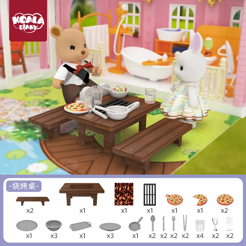 Koala Diary BBQ Dollhouse Miniature Kit, Doll House Furniture, Doll House Accessories Plastic Doll House For Kids