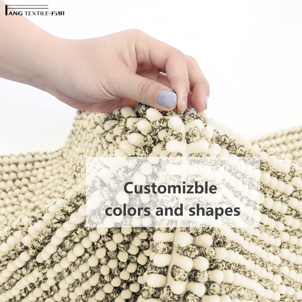 Solid Yellow Chenille Soft Comfortable Carpets Anti Slip Toilet Shower Mats for Bathroom