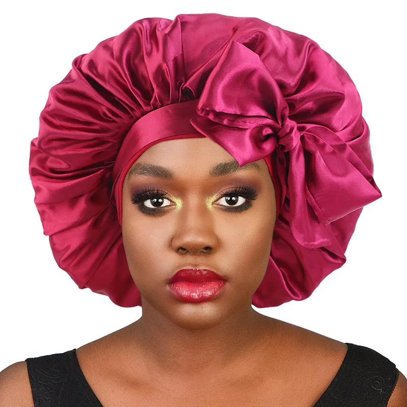 Hair Satin Bonnet For Sleeping Shower Caps Silk Caps With Wide Elastic Band Night Sleep Cap Bonnets For Black Women Braids