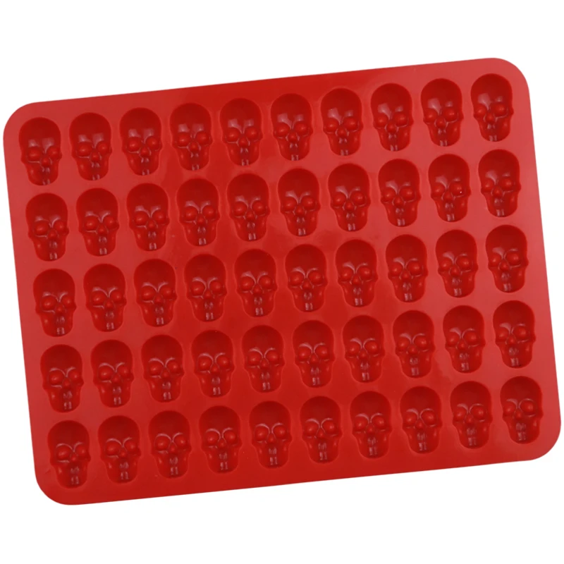 1187 factory free sample 50 hole gummy skeleton skull shape silicon resin mold, silicon chocolate moulds silicone ice cube tray