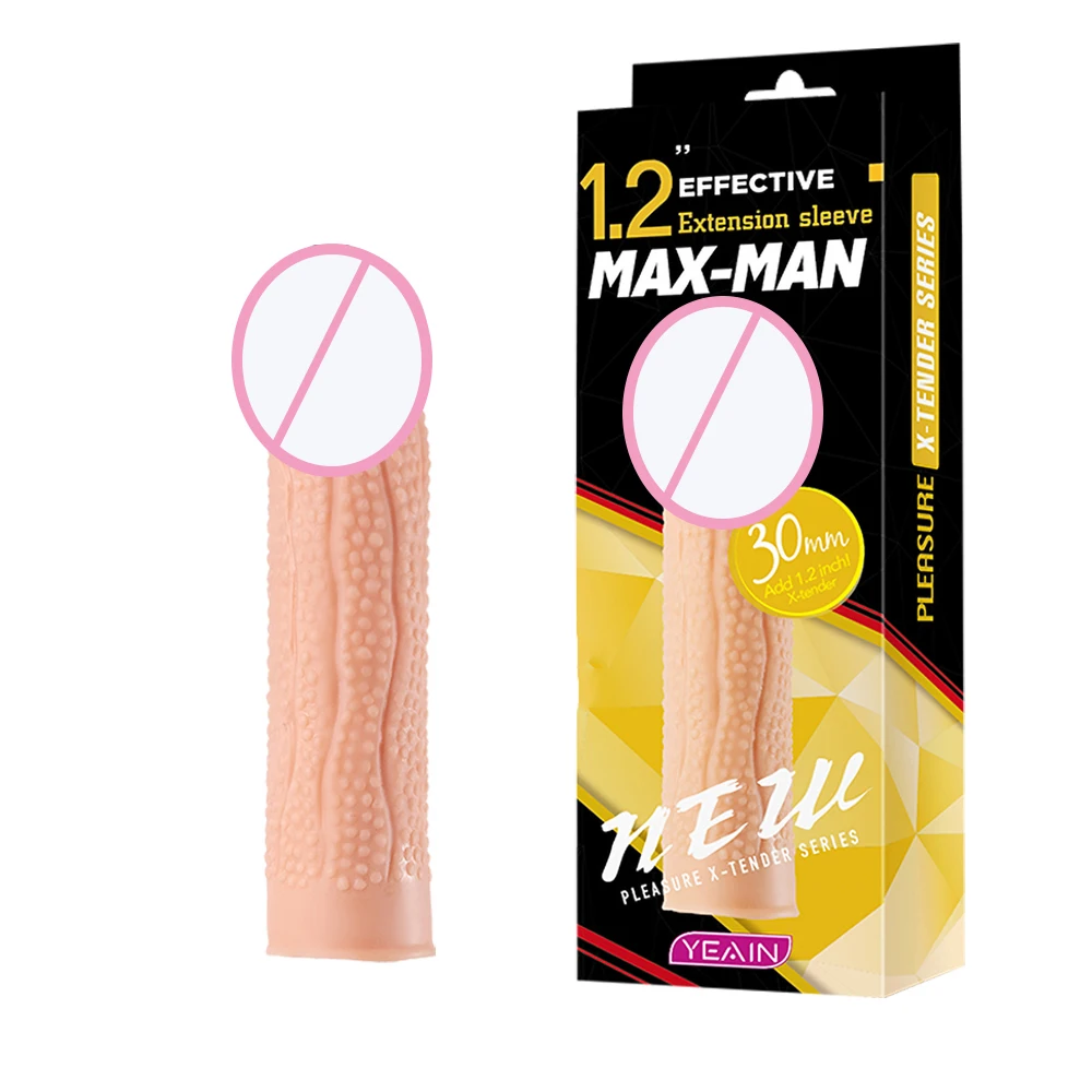 New Men Stimulating Silicone Penis Enlargement Condom Penis Extension Sleeve Delay Lasting Spike Condom Cock Rings Sex Toy
