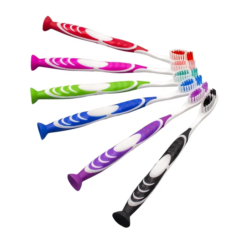 Factory Custom Good Quality Deep Clean Manual Suction Cup Portable Economic Adult Soft Toothbrush for Daily Life