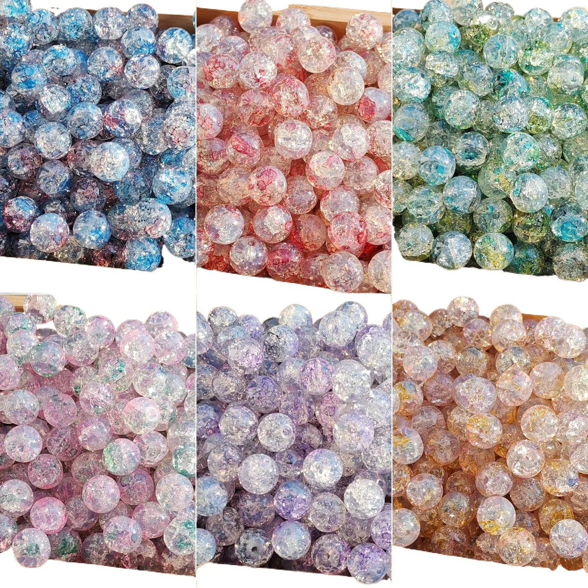 Fengyue New 8/10mm Water Dyed Protein Jade Broken Chinese Sprinkling Glass Beads Diy Bracelet Jewelry Straight Loose B